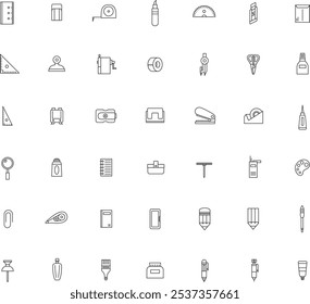 Illustration icon set related to line drawing teaching materials tools