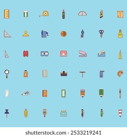Illustration icon set related to sticker teaching materials tools