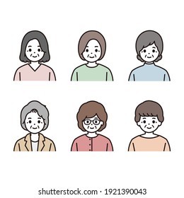 Illustration icon set for senior women