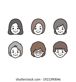 Illustration icon set for senior women