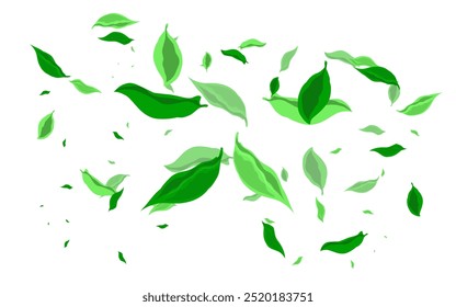Icono de ilustración Conjunto de algunas hojas verdes que caen