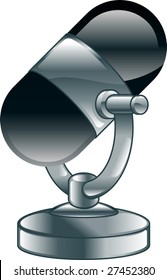 An illustration or icon of a shiny old fashioned microphone