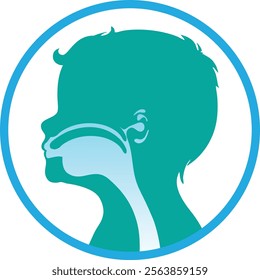 Illustration icon silhouette of children's respiratory system. Ideal for health and institutional information