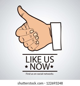 Illustration icon social networks, like us Icons, vector illustration