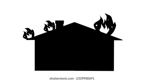 illustration and icon stick figure,stickman,pictogram. fire, put out the fire, the house is on fire