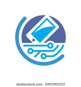 Illustration icon with technology management concept for smartphone research and development.