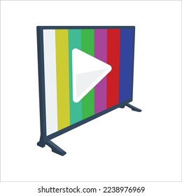 Illustration icon for television and
 play button symbol. Television multimedia programs.