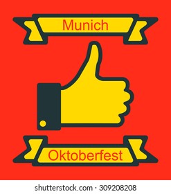 Illustration Icon of Thumb Up for Oktoberfest Party, Traditional Colors of Germany Flag - Vector