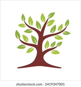 Illustration icon for a tree with a brown trunk and green leaves