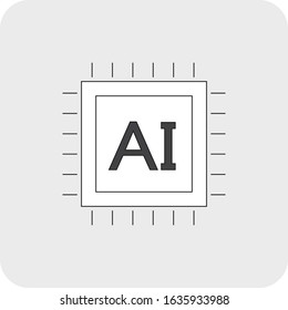 illustration icon vector, AI (Artificial intelligence) chip