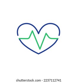illustration icon vector of blue green heartbeat icon, good for your apps or web, etc