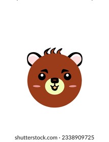 Illustration icon vector cartoon animation of a brown bear's head on a black background