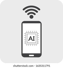 illustration icon vector, chip AI (Artificial intelligence) in the smart phone.
