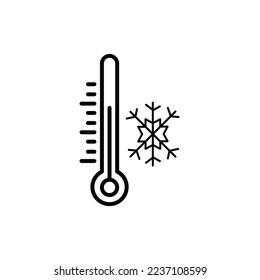 illustration icon vector of cold thermometer with black stripes and the snow forms beside it, good for your apps or web, etc