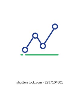 illustration icon vector of grafic statistic node, chart data line node graph with blue green stripes good for your apps or web, etc