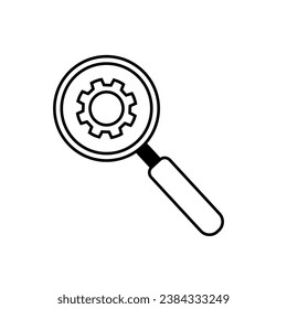 icono de ilustración vector gráfico de ajuste bajo lupa ,signo de línea en fondo blanco