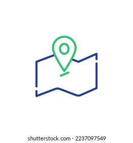 illustration icon vector of location icon or GPS icon or maps icon blue green stripes, good for your apps or web, etc