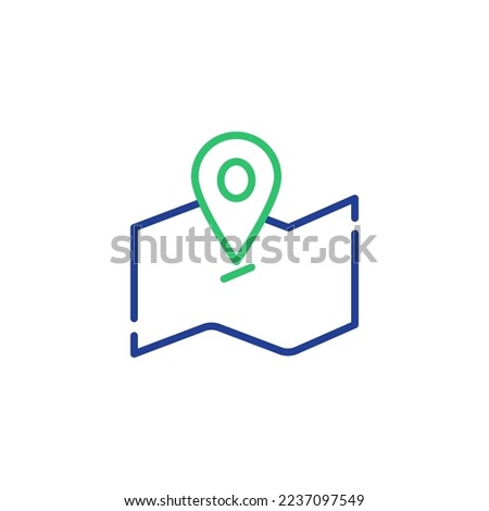 illustration icon vector of location icon or GPS icon or maps icon blue green stripes, good for your apps or web, etc