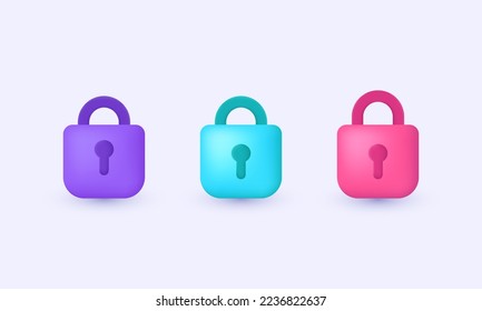 illustration icon vector realistic 3d collection padlock lock security safety encryption protection isolated on background.Realistic vector illustration.