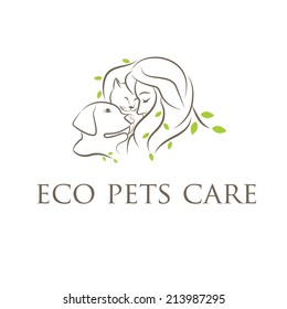 Illustration icon veterinary clinic with cat and dog