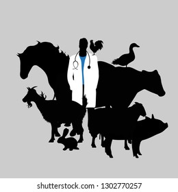 Illustration of icon veterinary. Vector silhouette on white background. Symbol urgency for animal.