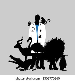 Illustration of icon veterinary. Vector silhouette on white background. Symbol urgency for animal.