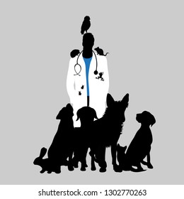 Illustration of icon veterinary. Vector silhouette on white background. Symbol urgency for animal.