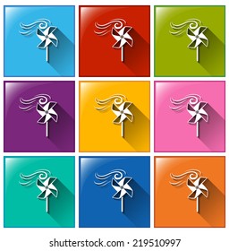Illustration of the icon with windy weather on a white background  