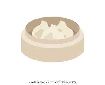 Illustration eines Symbols von xiaolongbao in einem Dampfkorb.