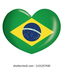 Illustration icone heart with Brazil flag. Ideal for catalogs of institutional materials and geography