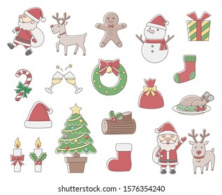 Illustration of icons about Christmas.