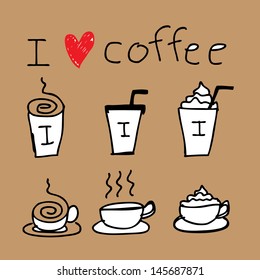 Illustration of icons about coffee in hand draw style