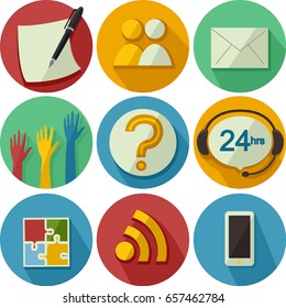 Illustration of Icons about Feedback Including Survey, Interview, Mail, Show of Hands, Question Mark, Chat, Web Feed, Puzzle and Mobile
