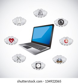 Illustration of icons of applications in the cloud, app icons, vector illustration