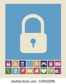 Illustration of icons of applications in the cloud, app icons, vector illustration