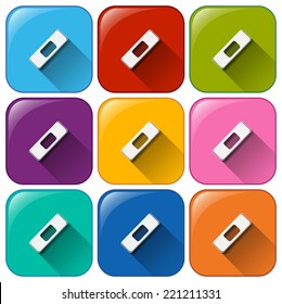 Illustration of the icons with band-aids on a white background  