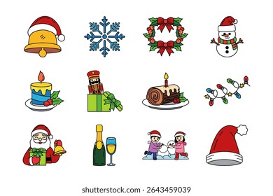 illustration icons of christmas set