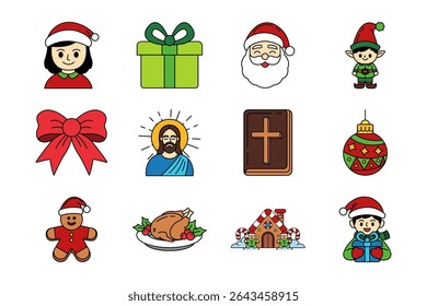 illustration icons of christmas things collection