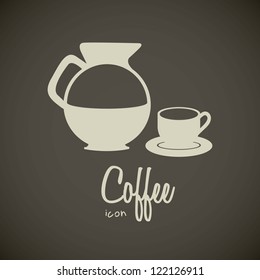 illustration of icons of coffee, teapot and cup of coffee, vector illustration