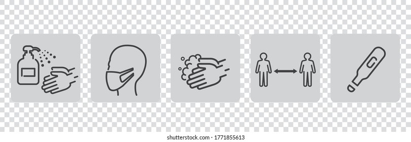  illustration of icons of coronavirus vector