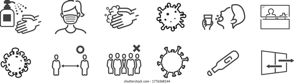  illustration of icons of coronavirus vector