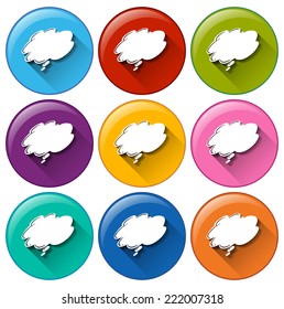 Illustration of the icons with empty cloud templates on a white background 