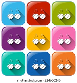 Illustration of the icons with eyeglasses on a white background 