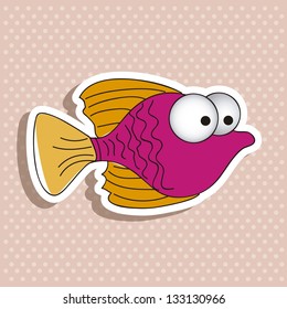 illustration of icons of fish, aquatic animals, vector illustration