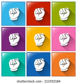 Illustration of the icons with hands on a white background