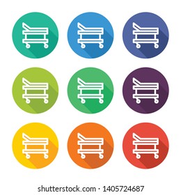 Illustration icons for hospital trolleys with several color alternatives