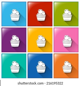 Illustration of the icons with icecream on a white background