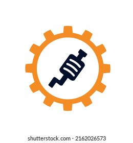 illustration, icons, logo with car details. Car service. Auto parts store. Flat design.
