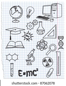 illustration of icons on a chemistry theme