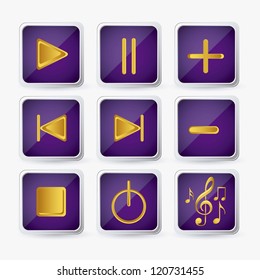 Illustration of icons playback, fast forward, pause, rewind, play. vector illustration